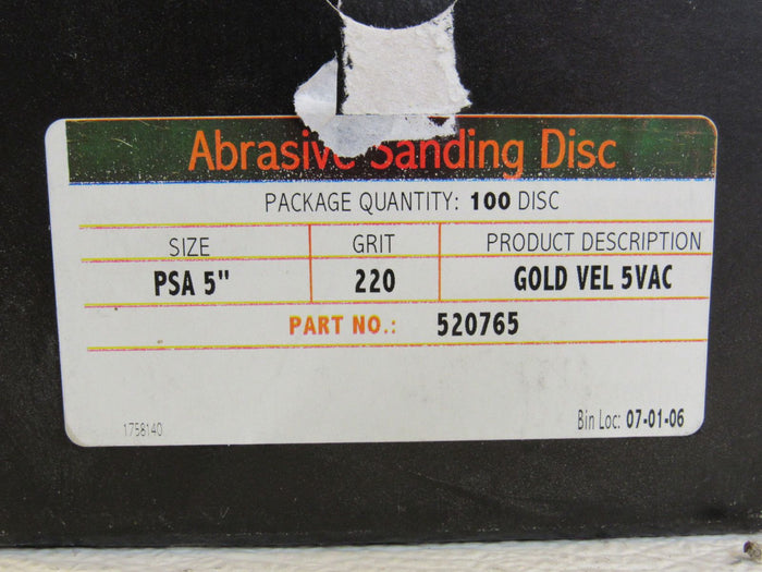 Abrasive-Sanding-Disk-Gold-VEL-5VAC-220-Grit-PSA-5in-95-Count-520765-276 4