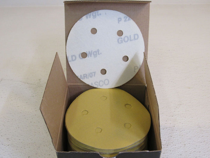 Abrasive-Sanding-Disk-Gold-VEL-5VAC-220-Grit-PSA-5in-95-Count-520765-276 6