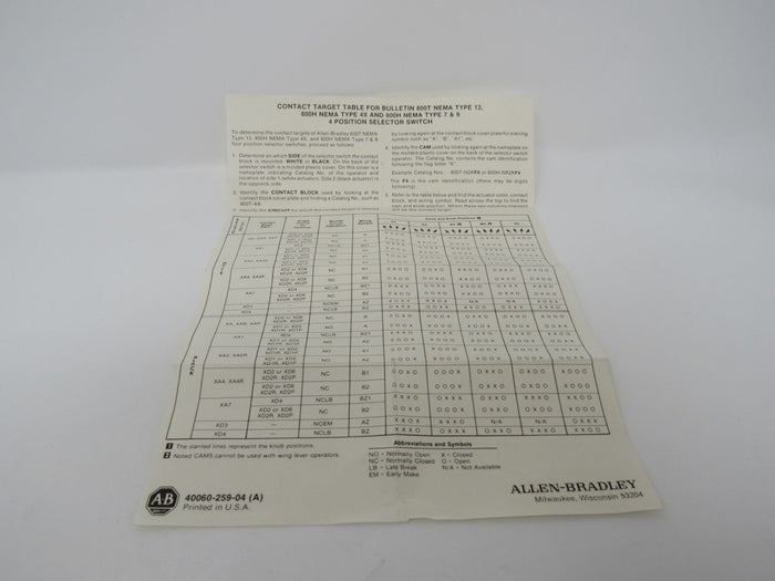 Allen-Bradley-Oiltight-Pilot-Control-Unit-Standard-Operator-Series-N-800T-N2KF4B-818 6