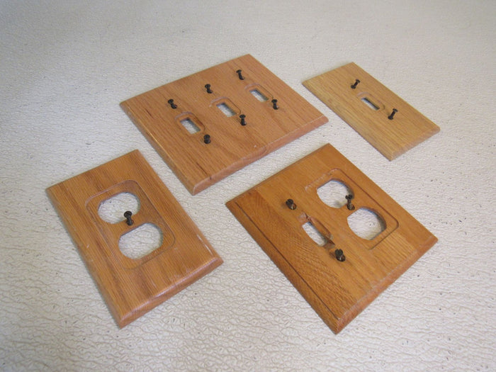 Amer-Tac-Outlet-Switch-Device-Cover-Plates-Lot-of-4-Natural-Oak-384 1