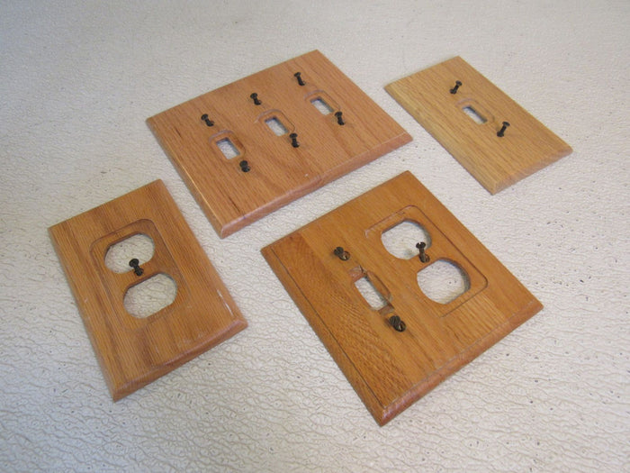 Amer-Tac-Outlet-Switch-Device-Cover-Plates-Lot-of-4-Natural-Oak-384 2