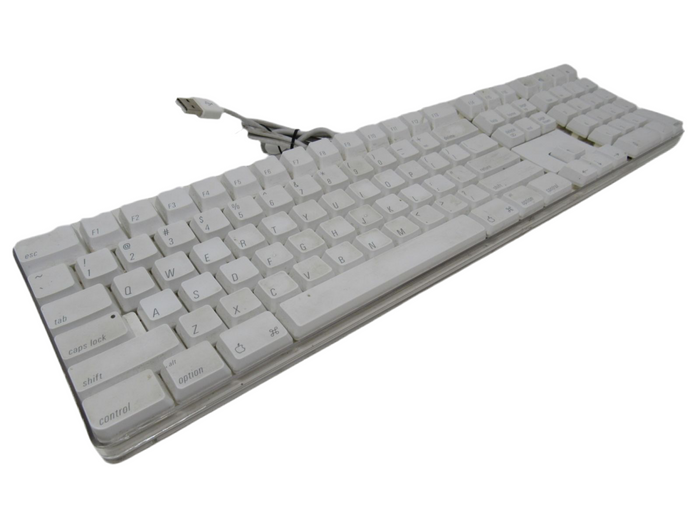 Apple Wired USB Computer Keyboard Clear Base A1048 -- Used