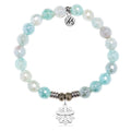 Aqua Agate Gemstone Bracelet with Thank You Flower Sterling Silver Charm
