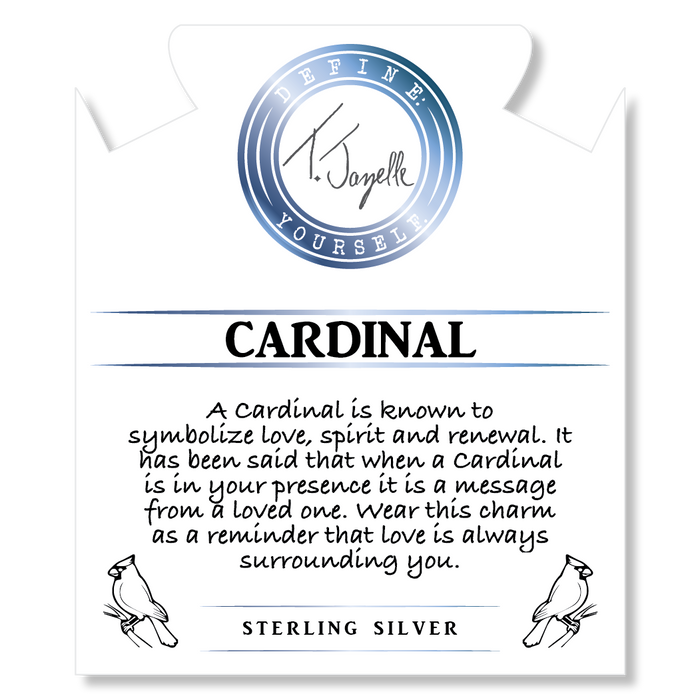Aqua Agate Gemstone Bracelet with White Cardinal CZ Sterling Silver Charm