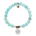 Aqua Fire Agate Gemstone Bracelet with I Love You Sterling Silver Charm