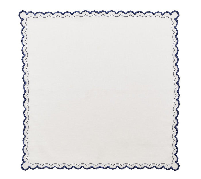 Arches Napkin in White & Blue Set of 4 by Kim Seybert at Fig Linens and Home - Lifestyle 7