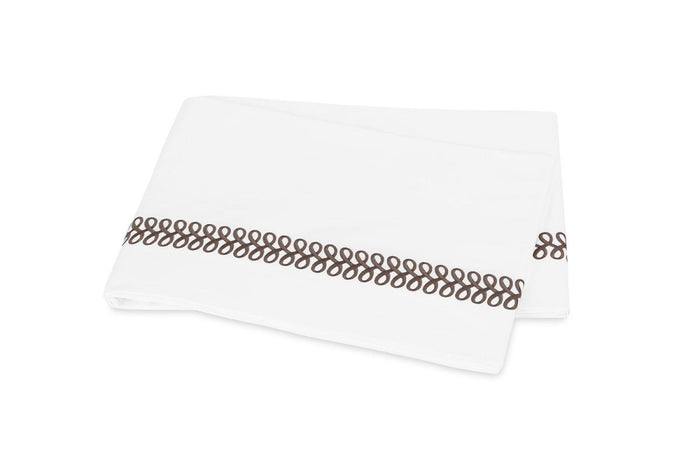 Flat Sheet - Matouk Schumacher Astor Braid Mocha Bedding - Fig Linens and Home