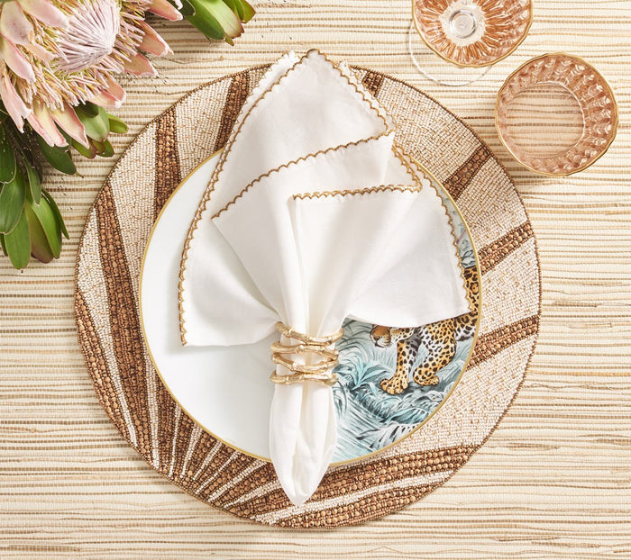 Bamboo Napkin Ring in Gold by Kim Seybert at Fig Linens and Home LIfestyle Setting 3
