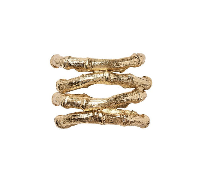 Kim Seybert Bamboo Napkin Ring in Gold shown from Front - Fig Linens and Home