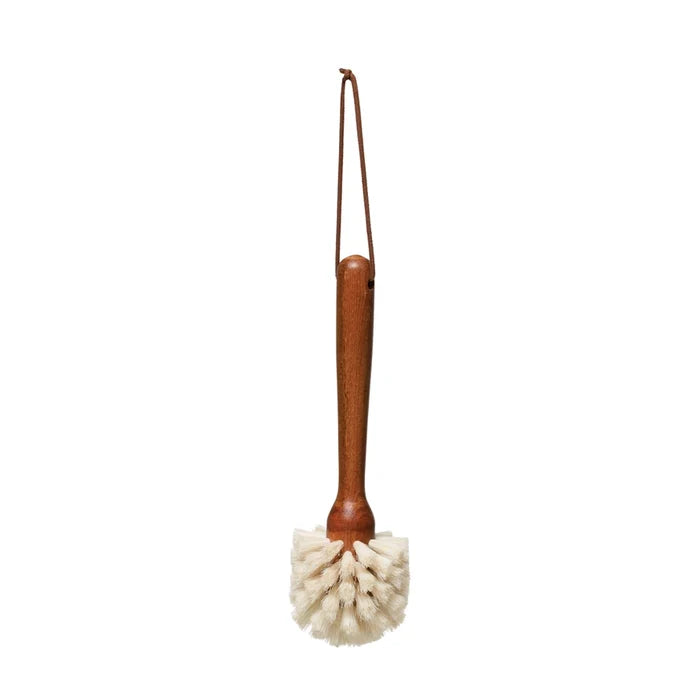 beech wood dish brush on a white background