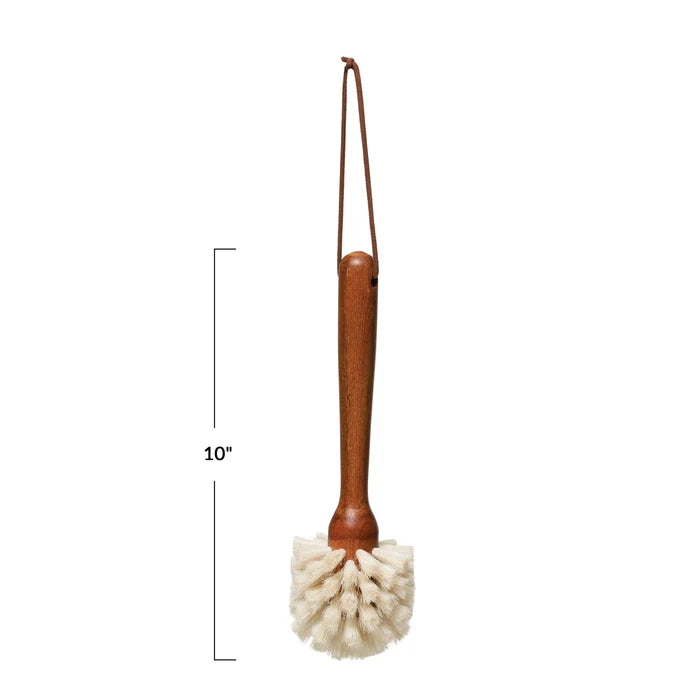 beech wood dish brush on a white background