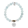 Blue Aquamarine Gemstone Bracelet with Today Tomorrow Forever Sterling Silver Charm