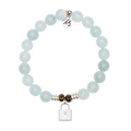 Blue Aquamarine Gemstone Bracelet with Unbreakable Friendship Sterling Silver Charm