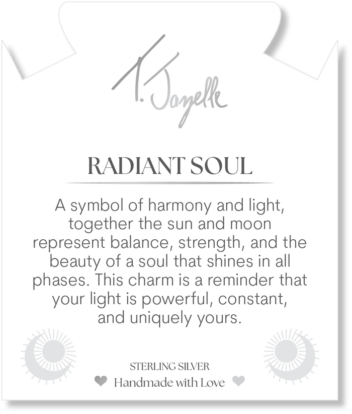 Aqua Agate Gemstone Bracelet with Radiant Soul Sterling Silver Charm