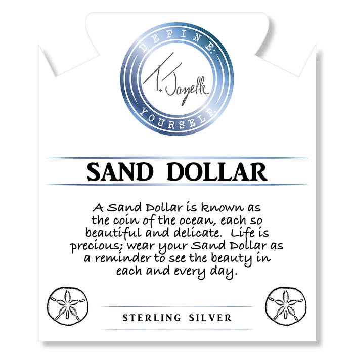 Blue Gold Agate Gemstone Bracelet with Sand Dollar CZ Sterling Silver Charm