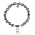 Blue Silver Agate Gemstone Bracelet with Dream Catcher Sterling Silver Charm