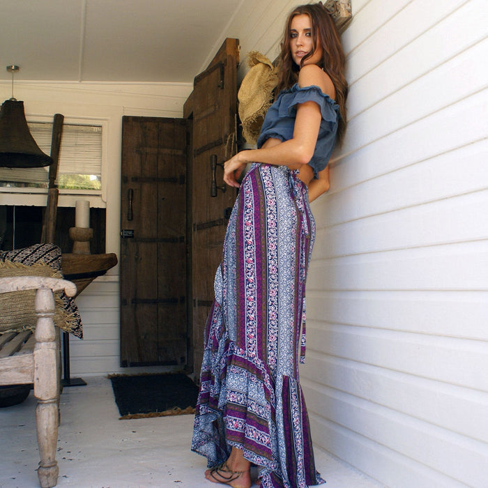 Bohemia High Waist Side Split Maxi Bust Skirt