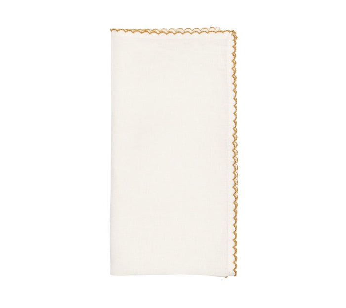 Kim Seybert Casbah Napkins Set of 4 White & Natural by Kim Seybert - White/Natural Set of 4 Napkins - 21"L x 21"W x 0.1"H at FIG LINENS AND HOME - 1