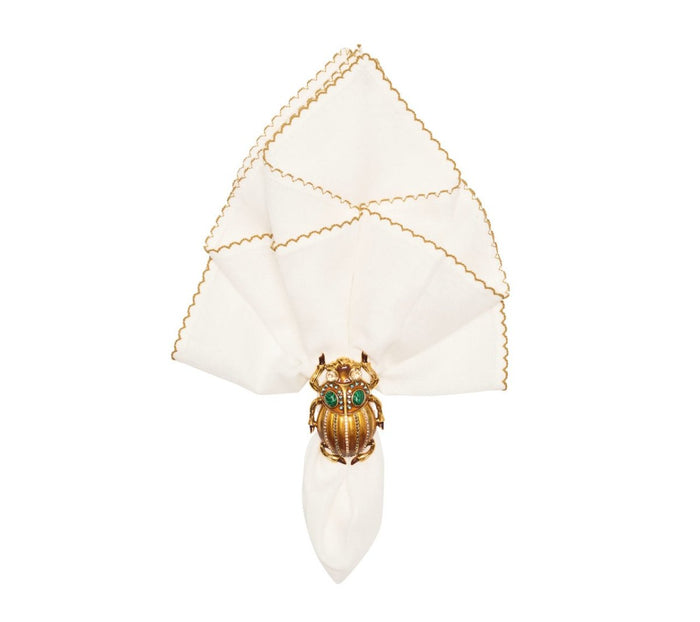 Kim Seybert Casbah Napkins Set of 4 White & Natural by Kim Seybert - White/Natural Set of 4 Napkins - 21"L x 21"W x 0.1"H at FIG LINENS AND HOME - 2