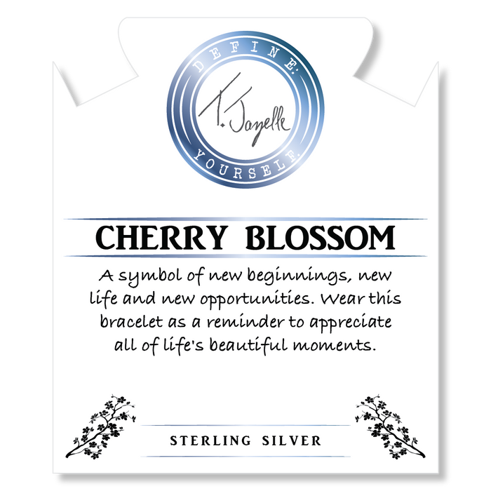 Celestine Gemstone Bracelet with Cherry Blossom Sterling Silver Charm