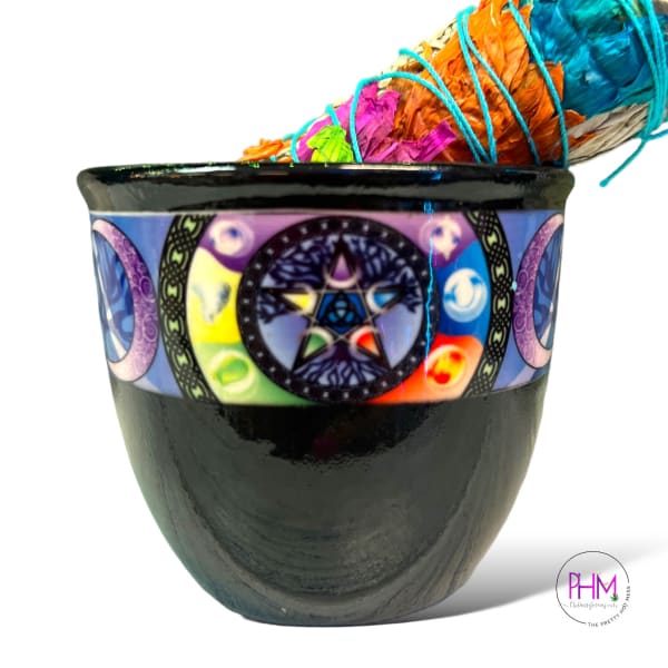 Ceramic Smudge Pot - Triple Moon