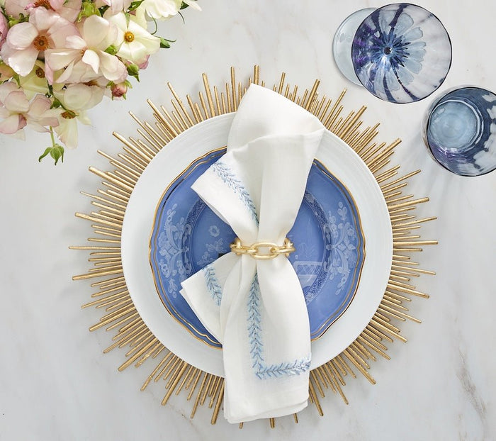 Kim Seybert Chain Link Napkin Ring in Gold Set of 4 by Kim Seybert - GOLD 2.5"L x 0.75"W x 2.5"H Napkin Ring - Set of 4 at FIG LINENS AND HOME - 4