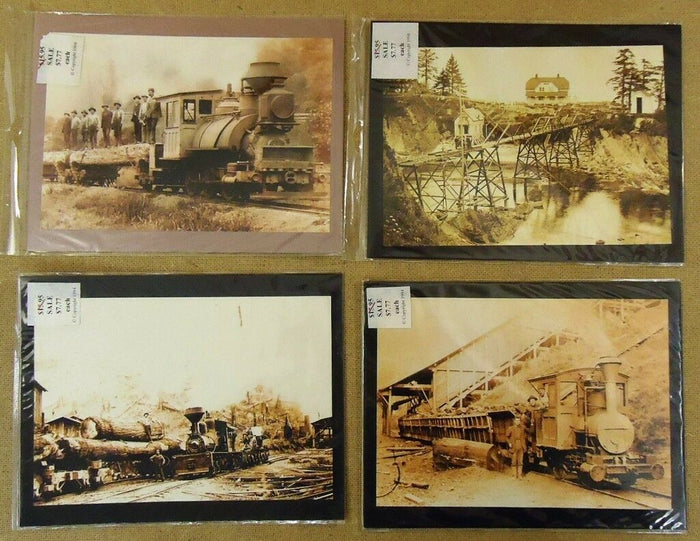 Collectible Cards/Prints Lot of 4 10-in x 7-in Early 20th Century America Trains -- New 1