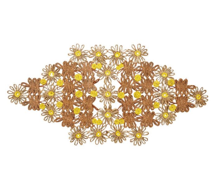Kim Seybert Table Runner - Daisy Yellow Table Centerpiece at Fig Linens and Home