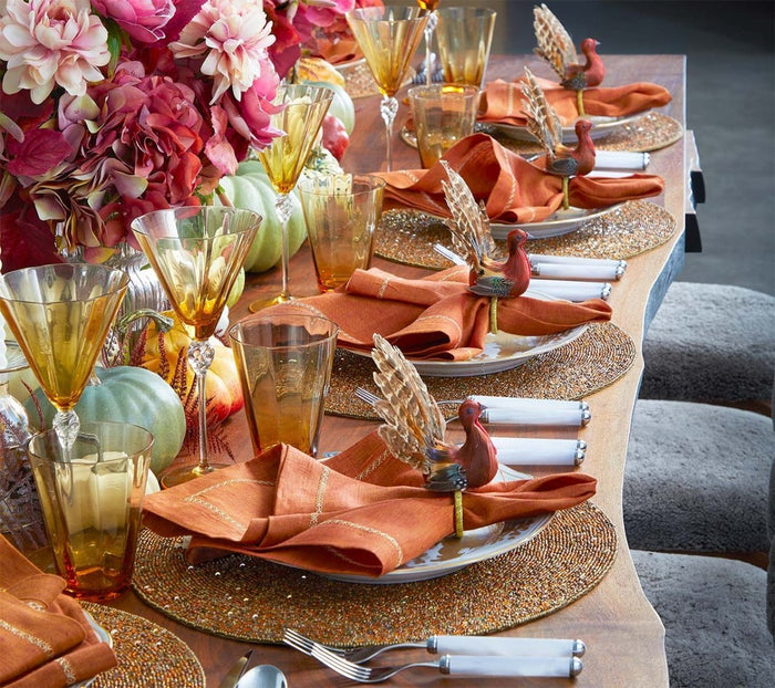 Daphne Tumbler in Amber Set of 4 by Kim Seybert at Fig Linens and Home - Lifestyle 2