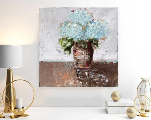 Delicate Blue Hydrangeas painting Emma Bell - Christenberry Collection