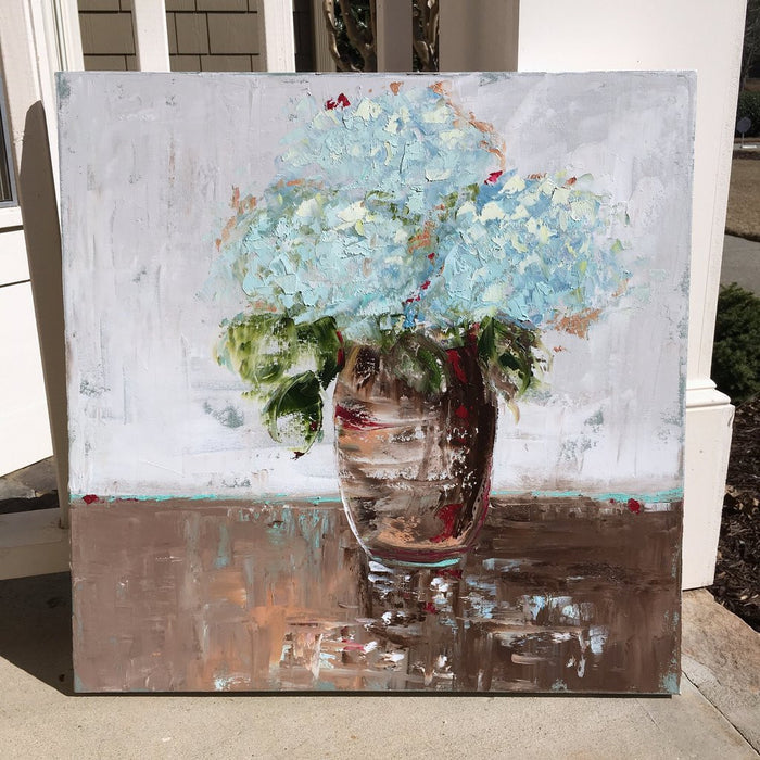 Delicate Blue Hydrangeas painting Emma Bell - Christenberry Collection