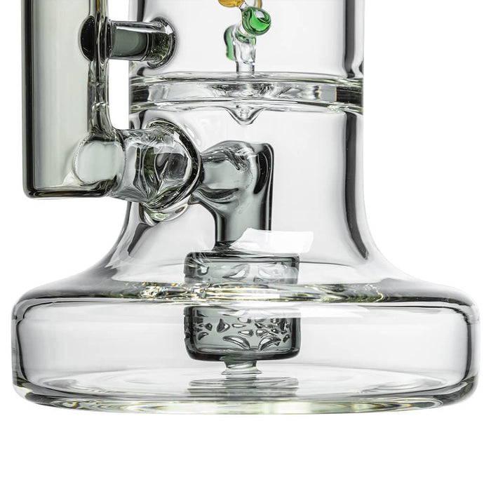 Clear glass DNA Dab Rig featuring Spider Web Perc and DNA Shaped Perc for enhanced filtration