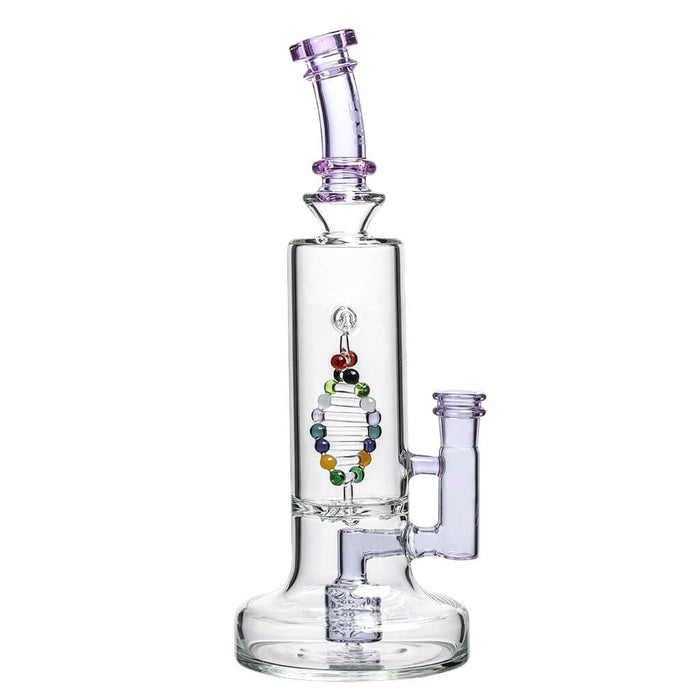Glass water pipe featuring colorful spiral percolator for DNA Dab Rig with DNA Shaped Perc