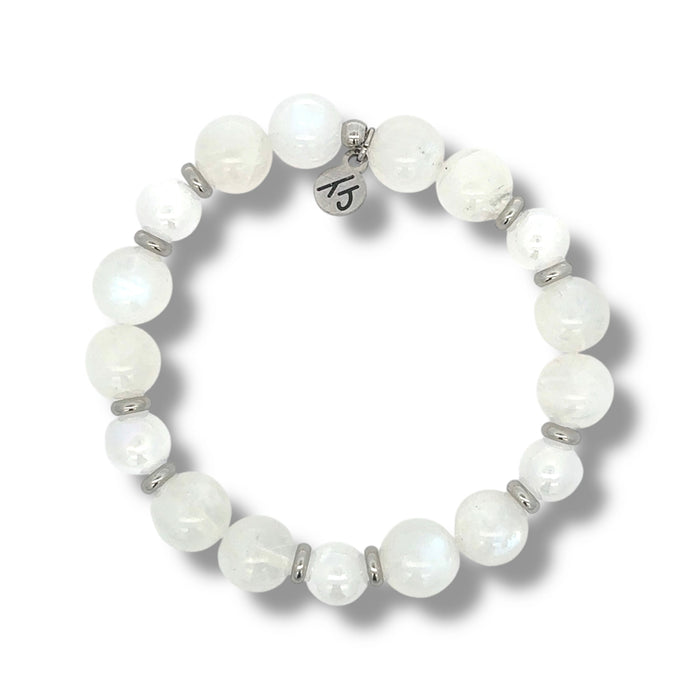 Dual Essence Collection- Moonstone & White Selenite Gemstone Bracelet