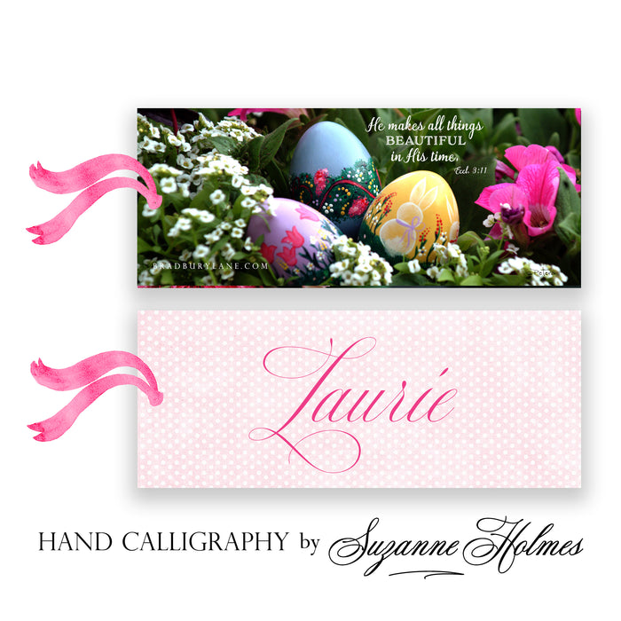 Easter Egg Trio (Ecclesiastes 3:11) - Laminated Personalized Bookmark