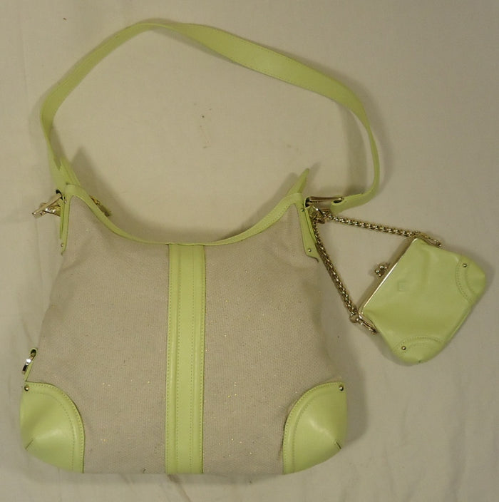 Eileen West Purse Linen Female Adult Baguette Beige/PaleYellow Woven/Sparkels 16-113qa -- New