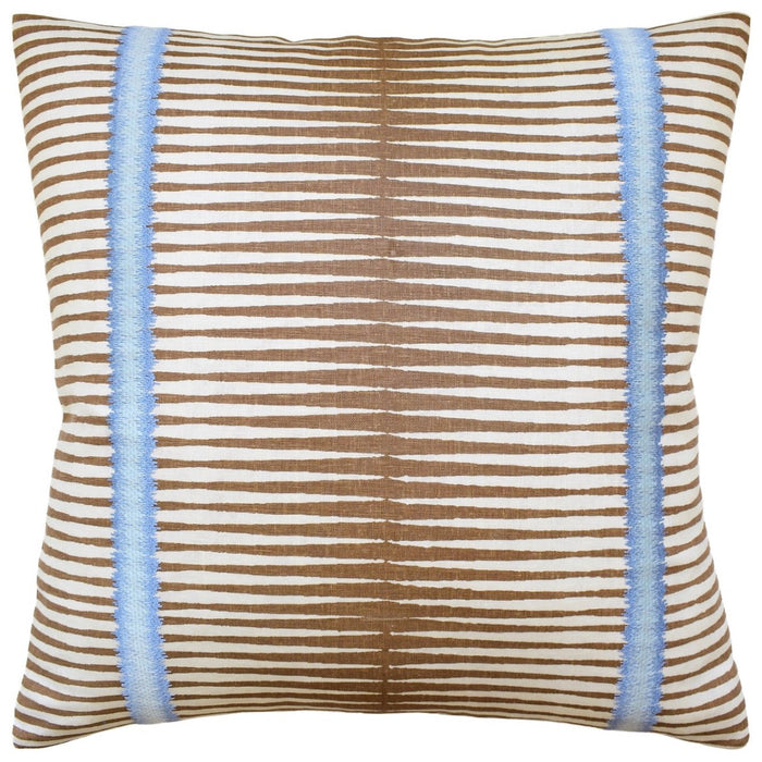 Throw Pillow - Ryan Studio Decorative Pillow in Frenzy Stripe Saddle Brown - Stroheim Fabric