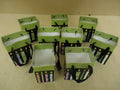 FTD Lot of 9 Mini Bags 7in H x 5in W x 4in D Green/Red/Blue Liners Paper Plastic -- New