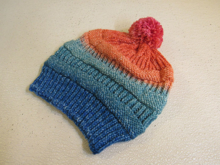 Handcrafted-Beanie-Hat-Multicolored-Pom-Pom-Merino-Female-Adult-508 2