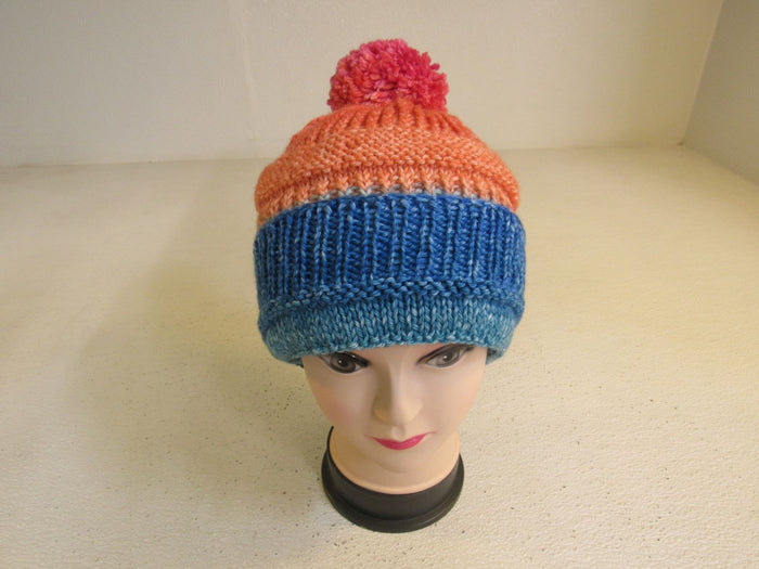 Handcrafted-Beanie-Hat-Multicolored-Pom-Pom-Merino-Female-Adult-508 3