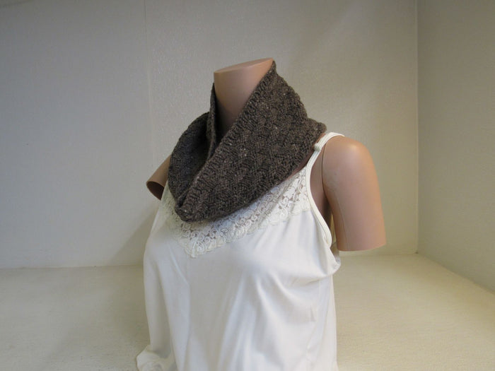 Handcrafted-Cowl-Dark-Brown-Tweed-Textured-Tweed-Merino-Adult-434 2