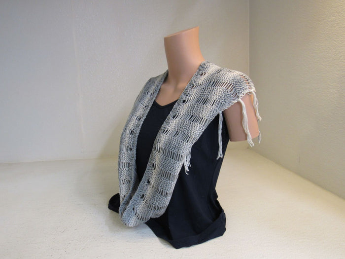 Handcrafted-Shawl-Gray-Cream-Boho-Textured-Fringes-Cotton-Female-Adult-492 2