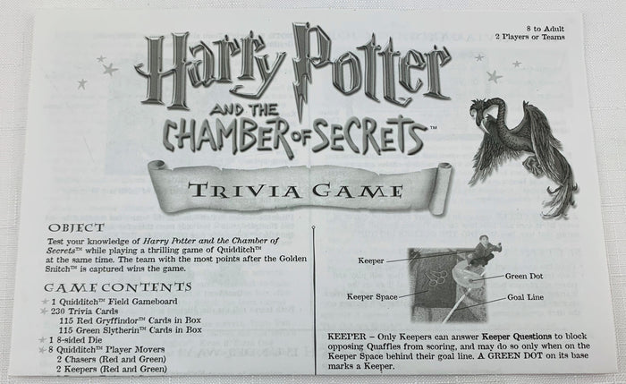 Harry Potter & The Chamber of Secrets Trivia Game - 2002 - Mattel - Great Condition