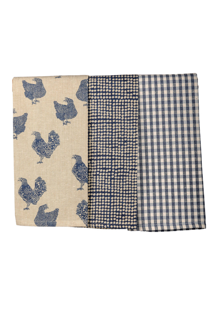 Henrietta Tea Towel Set 3 - Blueberry