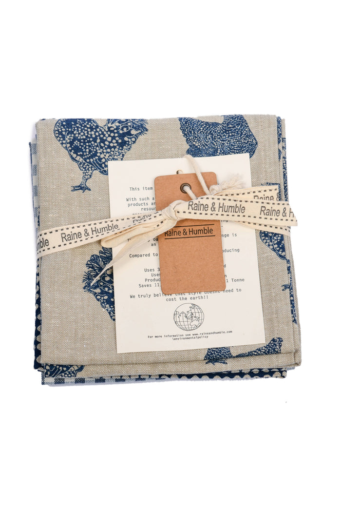 Henrietta Tea Towel Set 3 - Blueberry