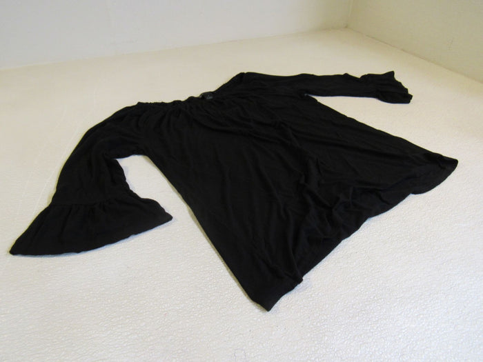 INC-Blouse-Black-Ruffle-on-Sleeve-Rayon-Spandex-Female-Size-M-620 1