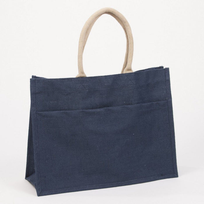 Jute Pocket Tote - Navy