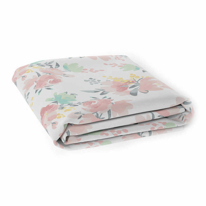 Kushies Cotton Percale Fitted Crib Sheet | Watercolour Flowers