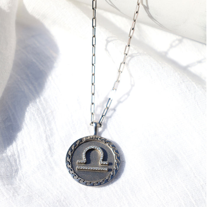Libra Sterling Silver Zodiac Necklace