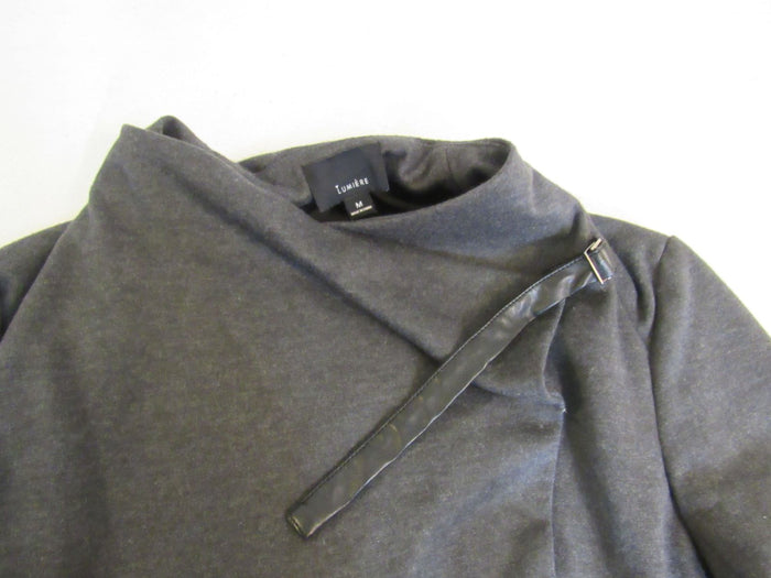 Lumiere-Self-Wrap-Coat-Dark-Gray-Polyester-Rayon-Female-Size-M-364 6